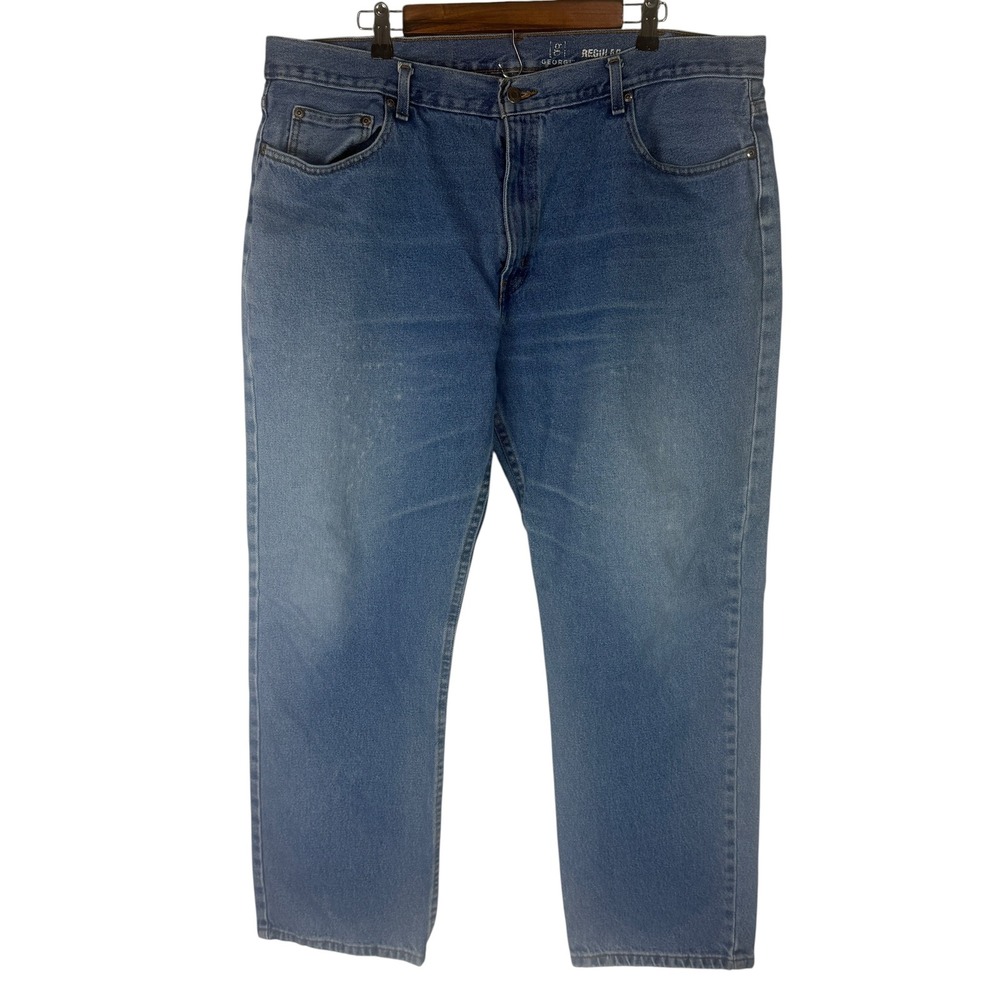 George Men's 42x32 Regular Fit Jeans Medium Wash Blue 100% Cotton
